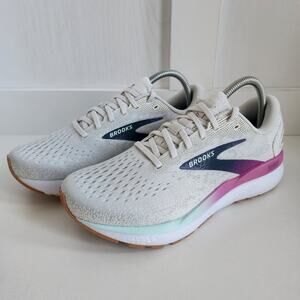 Brooks Women's 8.5 Ghost 16 Running Sneaker White/Gray/Pink/Blue - NEW $140